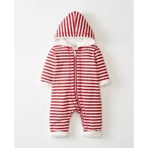 Hanna Andersson reversible Sherpa bunting red & white striped baby size 0-3 mo